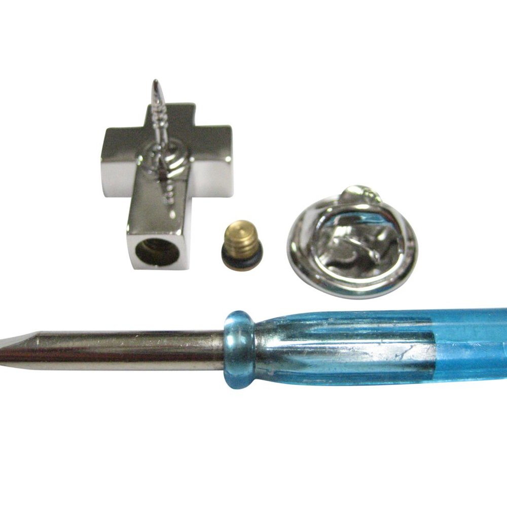 Memory Ashes Container Religious Cross Lapel Pin - image 1